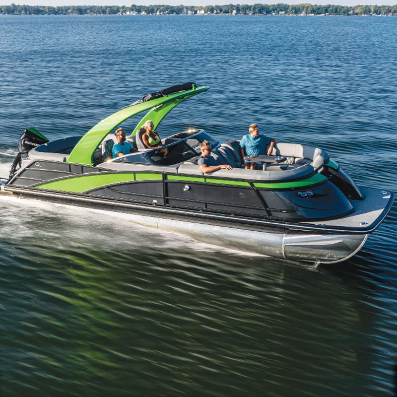 Luxury High-End Sport Tritoon Fiberglass Aluminum Fishing Pontoon Boat Bimini Entertainment Outboard Engine Available New Used